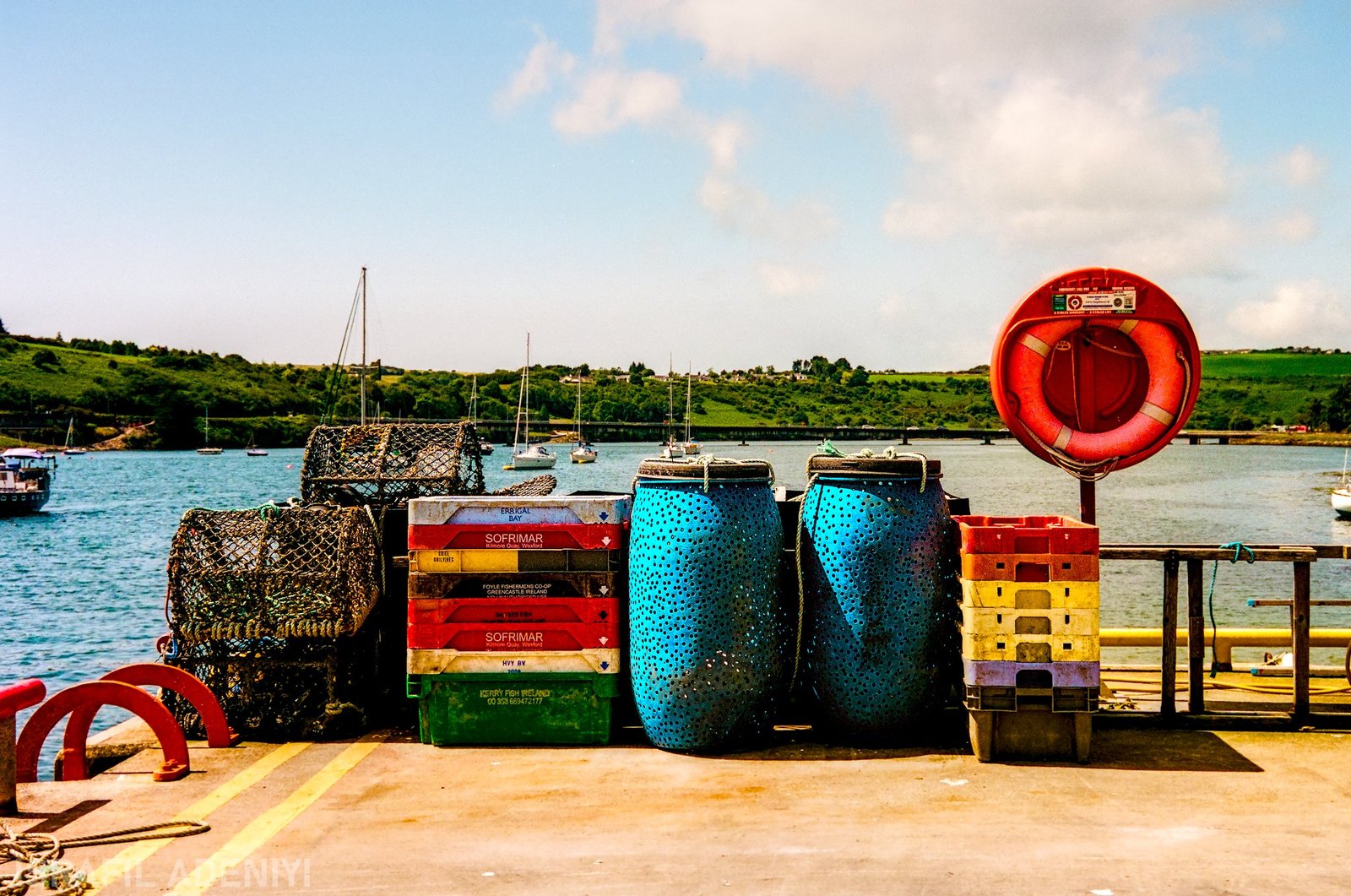 basket, buckets, barrells, buoys