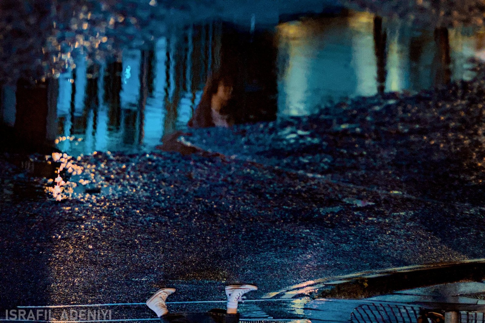 lady walks across street